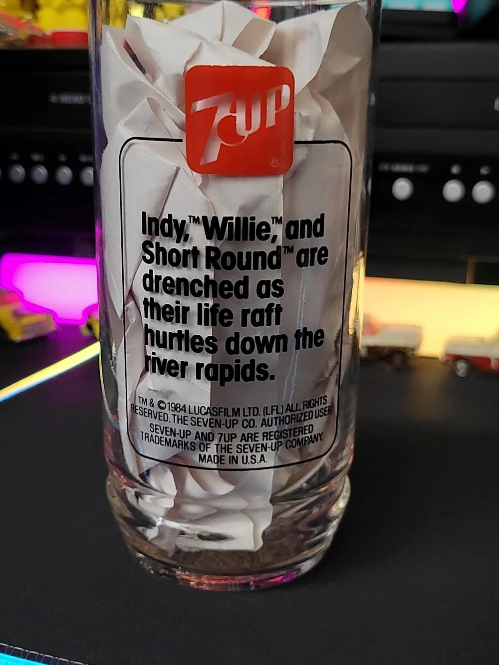1984 Indiana Jones Temple of Doom 7Up Glass